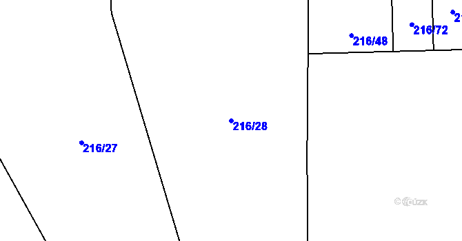 Parcela st. 216/28 v KÚ Horoměřice, Katastrální mapa