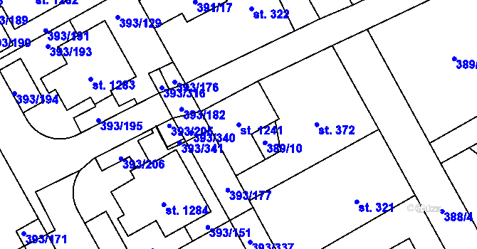 Parcela st. 1241 v KÚ Horoměřice, Katastrální mapa