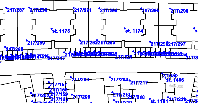 Parcela st. 217/325 v KÚ Horoměřice, Katastrální mapa