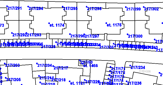 Parcela st. 217/333 v KÚ Horoměřice, Katastrální mapa