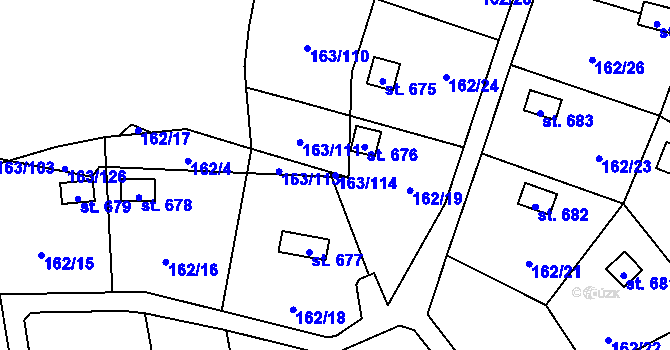 Parcela st. 163/114 v KÚ Horoměřice, Katastrální mapa