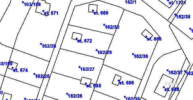Parcela st. 162/29 v KÚ Horoměřice, Katastrální mapa