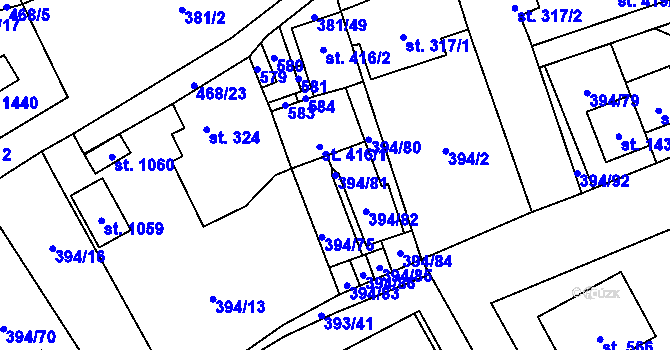 Parcela st. 394/81 v KÚ Horoměřice, Katastrální mapa