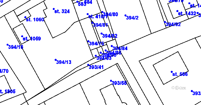 Parcela st. 394/86 v KÚ Horoměřice, Katastrální mapa