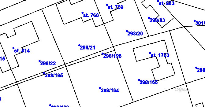 Parcela st. 298/196 v KÚ Horoměřice, Katastrální mapa