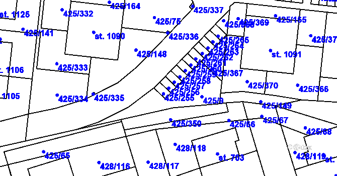 Parcela st. 425/256 v KÚ Horoměřice, Katastrální mapa