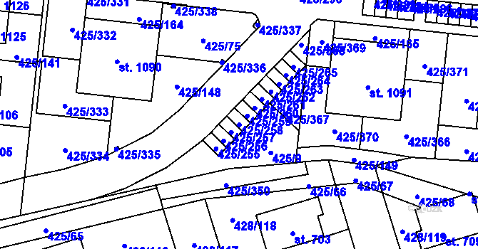 Parcela st. 425/258 v KÚ Horoměřice, Katastrální mapa
