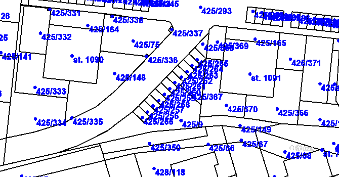 Parcela st. 425/260 v KÚ Horoměřice, Katastrální mapa
