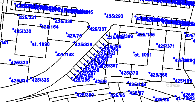 Parcela st. 425/263 v KÚ Horoměřice, Katastrální mapa
