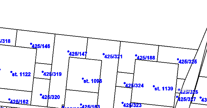 Parcela st. 425/321 v KÚ Horoměřice, Katastrální mapa