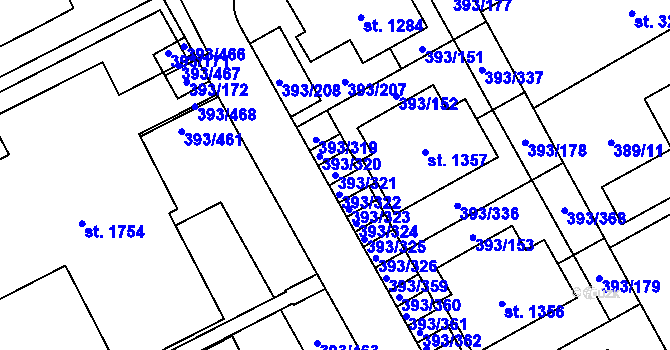 Parcela st. 393/321 v KÚ Horoměřice, Katastrální mapa