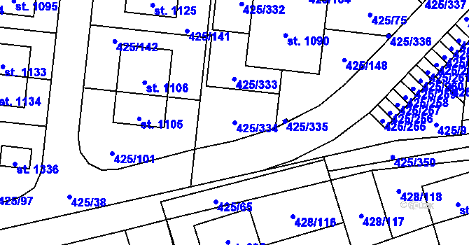 Parcela st. 425/334 v KÚ Horoměřice, Katastrální mapa