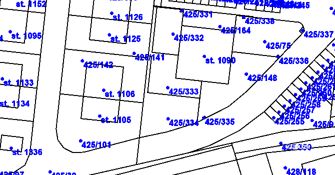 Parcela st. 425/333 v KÚ Horoměřice, Katastrální mapa