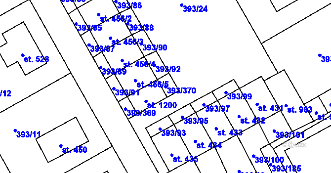 Parcela st. 393/370 v KÚ Horoměřice, Katastrální mapa