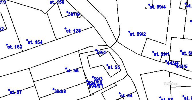 Parcela st. 59/4 v KÚ Horoměřice, Katastrální mapa