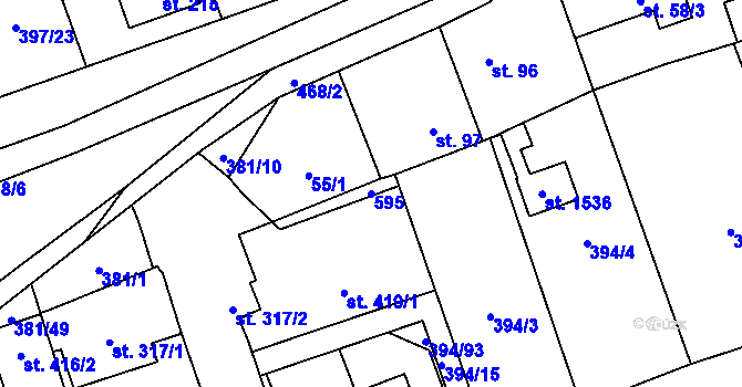 Parcela st. 595 v KÚ Horoměřice, Katastrální mapa