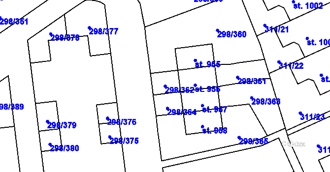 Parcela st. 298/362 v KÚ Horoměřice, Katastrální mapa