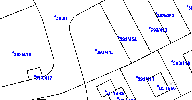 Parcela st. 393/413 v KÚ Horoměřice, Katastrální mapa