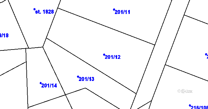 Parcela st. 201/12 v KÚ Horoměřice, Katastrální mapa