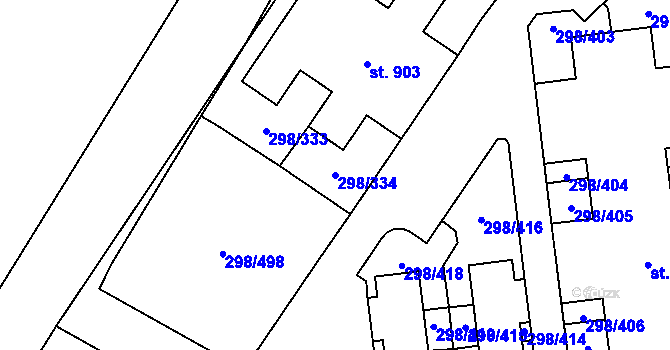 Parcela st. 298/334 v KÚ Horoměřice, Katastrální mapa