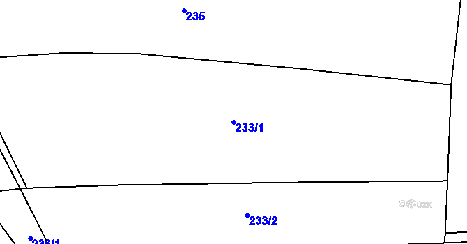 Parcela st. 233/1 v KÚ Horoměřice, Katastrální mapa