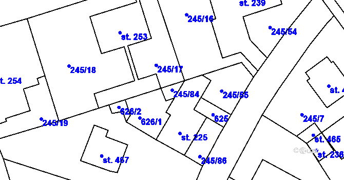 Parcela st. 245/84 v KÚ Horoměřice, Katastrální mapa