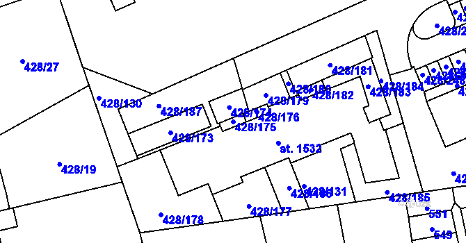 Parcela st. 428/175 v KÚ Horoměřice, Katastrální mapa
