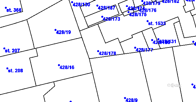 Parcela st. 428/178 v KÚ Horoměřice, Katastrální mapa