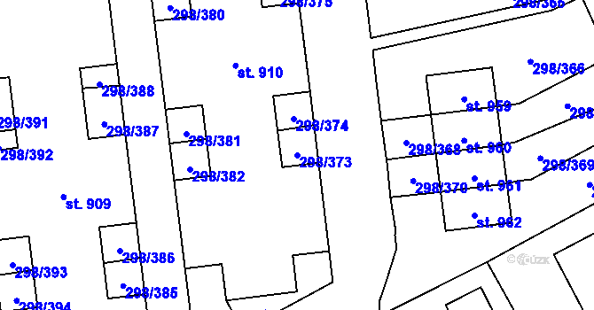 Parcela st. 298/373 v KÚ Horoměřice, Katastrální mapa