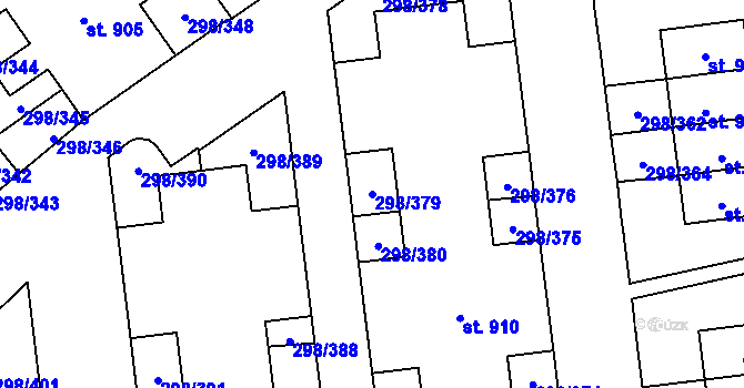 Parcela st. 298/379 v KÚ Horoměřice, Katastrální mapa