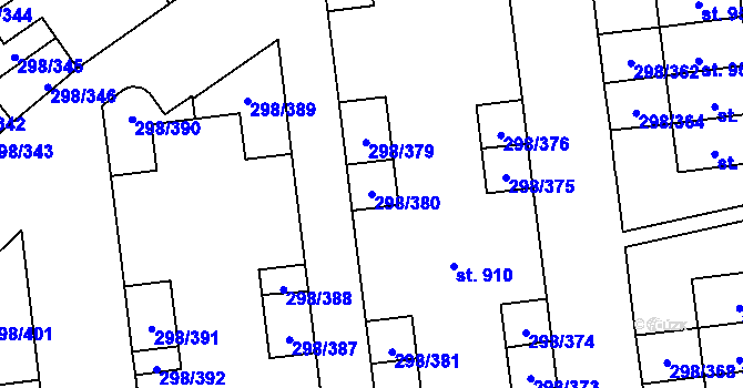 Parcela st. 298/380 v KÚ Horoměřice, Katastrální mapa