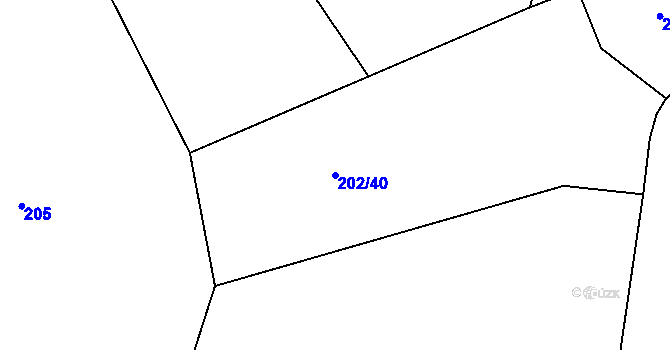 Parcela st. 202/40 v KÚ Horoměřice, Katastrální mapa