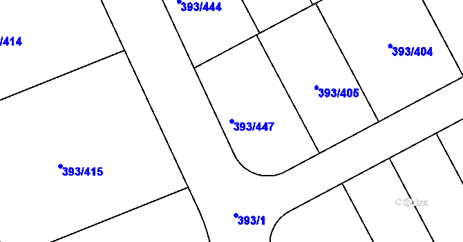 Parcela st. 393/447 v KÚ Horoměřice, Katastrální mapa