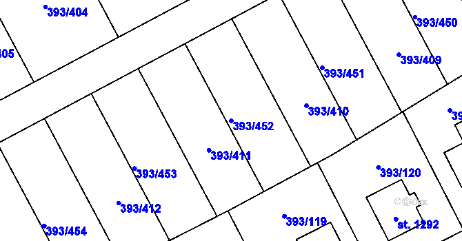Parcela st. 393/452 v KÚ Horoměřice, Katastrální mapa