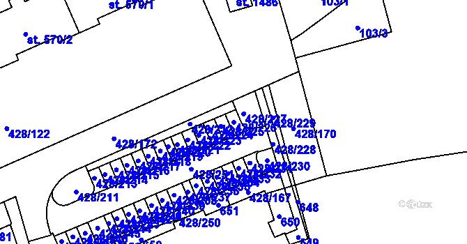 Parcela st. 428/226 v KÚ Horoměřice, Katastrální mapa