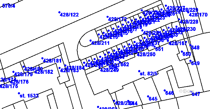 Parcela st. 428/244 v KÚ Horoměřice, Katastrální mapa