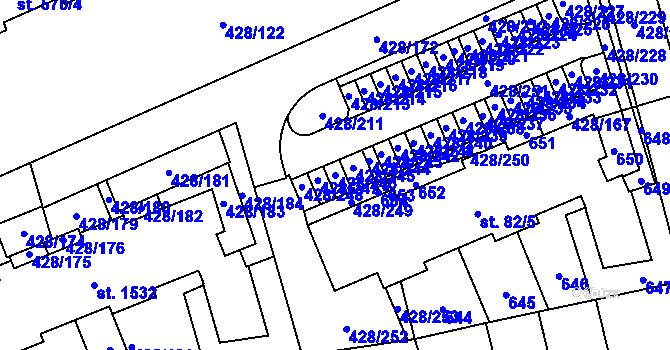 Parcela st. 428/246 v KÚ Horoměřice, Katastrální mapa