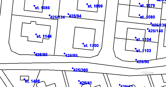 Parcela st. 1700 v KÚ Horoměřice, Katastrální mapa