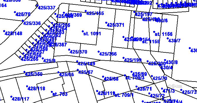 Parcela st. 425/366 v KÚ Horoměřice, Katastrální mapa