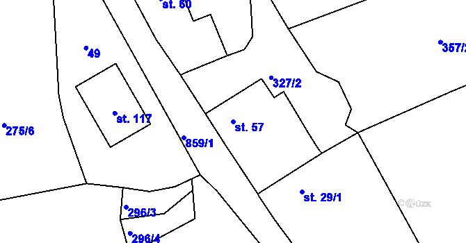 Parcela st. 57 v KÚ Horosedly, Katastrální mapa
