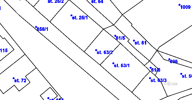 Parcela st. 63/2 v KÚ Horosedly, Katastrální mapa