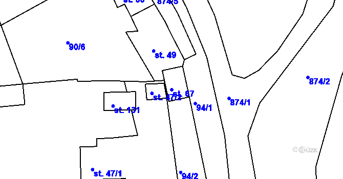 Parcela st. 67 v KÚ Horosedly, Katastrální mapa