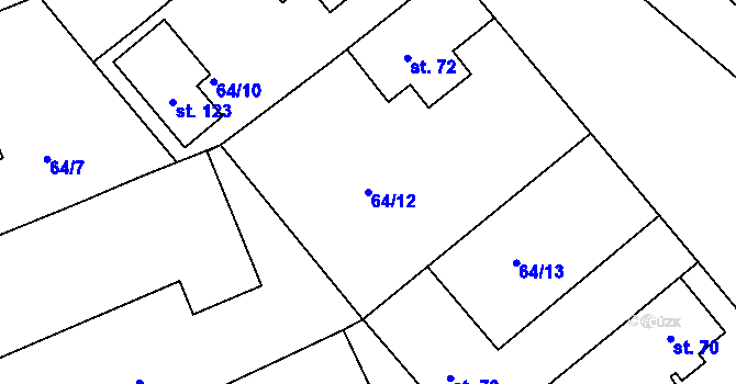 Parcela st. 64/12 v KÚ Horosedly, Katastrální mapa