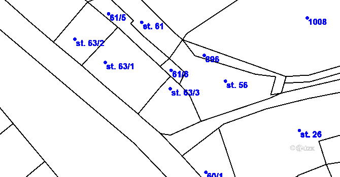 Parcela st. 63/3 v KÚ Horosedly, Katastrální mapa