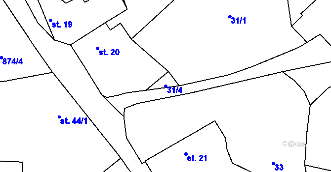 Parcela st. 31/4 v KÚ Horosedly, Katastrální mapa