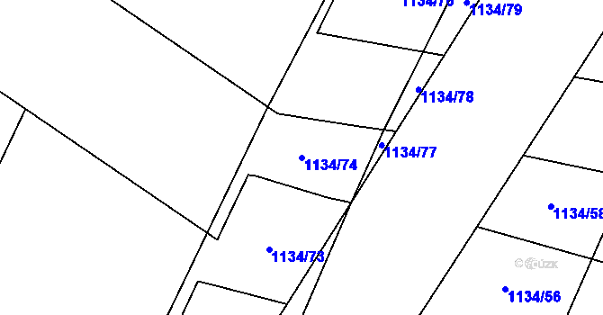 Parcela st. 1134/74 v KÚ Horosedly, Katastrální mapa