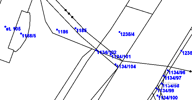 Parcela st. 1134/102 v KÚ Horosedly, Katastrální mapa
