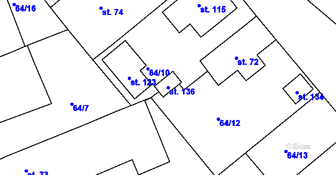 Parcela st. 136 v KÚ Horosedly, Katastrální mapa