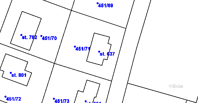 Parcela st. 637 v KÚ Horoušany, Katastrální mapa