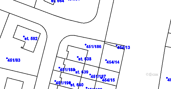 Parcela st. 451/186 v KÚ Horoušany, Katastrální mapa